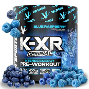 VMI Sports | K-XR Pre-Workout Energy Powder | Intense Energy Pre-Workout Drink for Men and Women | Creatine-Free | Enhanced Focus and Increased Endurance (Blue Raspberry, 30 Servings)