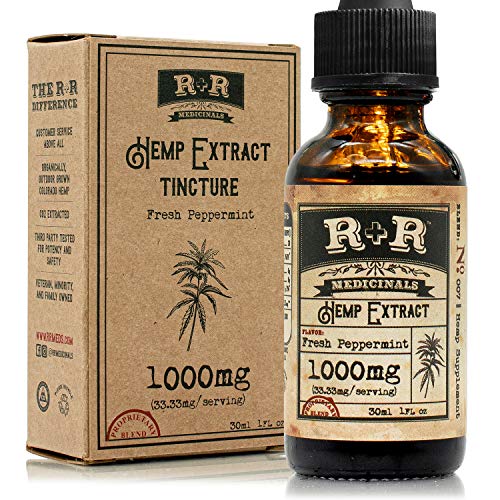 R+R Medicinals - Hemp Oil 1000mg Made with Organic Extract - 1000mg (33mg per Serving, 30 Servings, 1oz Bottle)