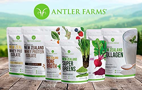 Antler Farms - 100% Grass Fed New Zealand Whey Protein Isolate, Chocolate Flavor, 30 Servings, 2 lbs - Delicious, Cold Processed, Rapidly Absorbed, Keto Friendly, NO-Hormones, NO-GMOs