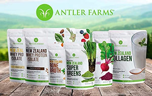 Antler Farms - 100% Grass Fed New Zealand Whey Protein Isolate, Chocolate Flavor, 30 Servings, 2 lbs - Delicious, Cold Processed, Rapidly Absorbed, Keto Friendly, NO-Hormones, NO-GMOs