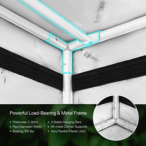 VIVOSUN 48"x24"x60" Grow Tent with Observation Window and Floor Tray, 2x4 FT Mylar hydroponic Tents for Plants