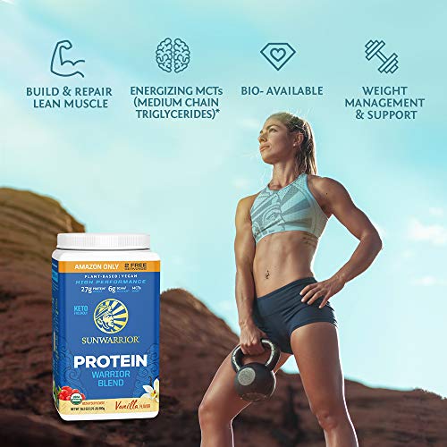 Sunwarrior Warrior Blend - Organic Vegan Plant Protein Powder with BCAAs and Pea Protein - Dairy Free, Gluten Free, Soy Free, Non- GMO, Plant Based Protein Powder, Sugar Free and Keto Friendly