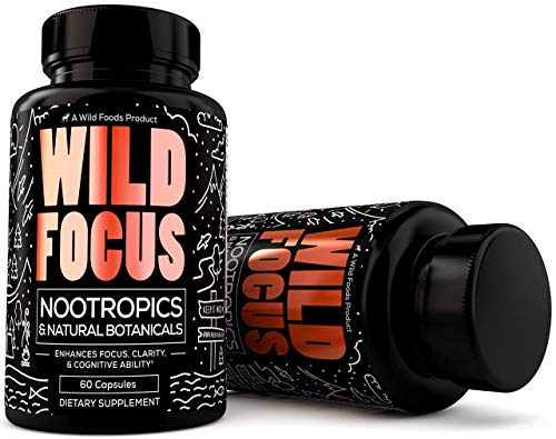 Wild Foods Focus Nootropic Supplement - with Gingko Biloba, Lions Mane Mushroom Powder, & Bacopa Monnieri - Nootropics & Natural Botanicals to Support Focus, Clarity, & Cognitive Ability - 60 Caps