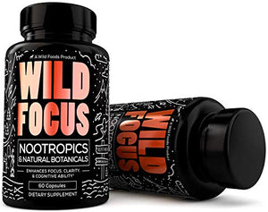 Wild Foods Focus Nootropic Supplement - with Gingko Biloba, Lions Mane Mushroom Powder, & Bacopa Monnieri - Nootropics & Natural Botanicals to Support Focus, Clarity, & Cognitive Ability - 60 Caps