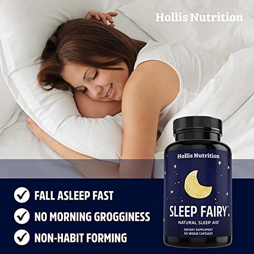 Sleep Fairy Natural Sleep Aid | Non-Habit Forming | Herbal Sleeping Pills for Adults w/Valerian Root, Chamomile, GABA, Melatonin | Insomnia Supplement | Promotes Healthy Sleep Cycle | 60 Vegan Caps