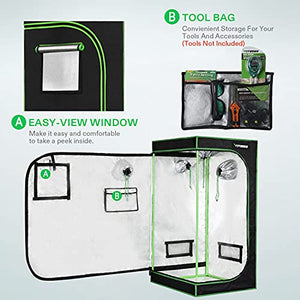VIVOSUN 5x2.7ft Mylar Hydroponic Grow Tent with Observation Window and Floor Tray for Indoor Plant Growing