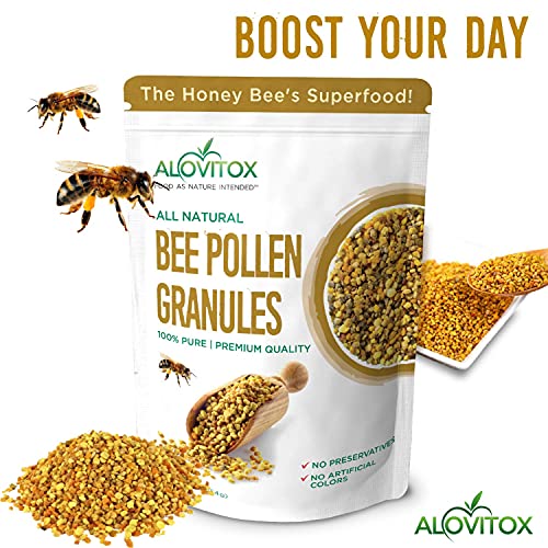Alovitox Bee Pollen Granules | 100% Pure, Fresh Natural Raw Bee Pollen | Superfood Packed with Antioxidant, Protein, Vitamin & More | Bee Friendly Nutritional Yeast, Gluten Free 16 Oz