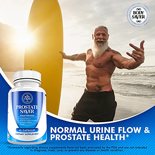 Body Saver Prostate Supplement for Enlarged Prostate | Prostate Supplements for Men Prostate Health with Saw Palmetto Extract | 60 Capsules