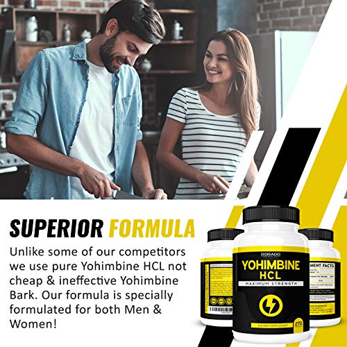 Yohimbine HCL 5mg For Men and Women - Yohimbe Extract - [Extra Strength Supplement] - (270 Capsules) - Zero Fillers - Gluten Free & Non-GMO - USA Made - Quality Guarantee - Tested for Potency & Purity