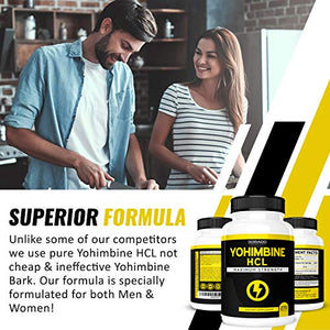 Yohimbine HCL 5mg For Men and Women - Yohimbe Extract - [Extra Strength Supplement] - (270 Capsules) - Zero Fillers - Gluten Free & Non-GMO - USA Made - Quality Guarantee - Tested for Potency & Purity