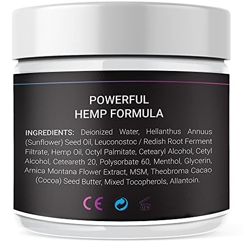 Hemp Power Joint Muscle Relief Cream, with Hemp, Menthol, MSM Arnica, Support Your Back, Muscles, Joints, Neck, Shoulder, Knee, Nerves - 2 Fl Oz