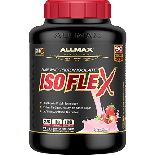 ALLMAX Nutrition - ISOFLEX Whey Protein Powder, Whey Protein Isolate, 27g Protein, Strawberry, 5 Pound