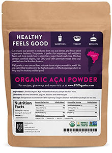 Organic ACAI Powder (Freeze-Dried) | 4oz Resealable Kraft Bag | 100% Raw Superfood Berry From Brazil | by FGO