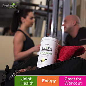 Keto Collagen Protein Powder with MCT Oil – Keto and Paleo Friendly Grass Fed and Pasture Raised Hydrolyzed Collagen Peptides – Fits Low Carb Diet and Keto Snacks – Keyto Vanilla Flavor
