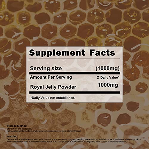 Adderenity Royal Jelly Powder 4oz 3X Concentrate Rich in Vitamins, Minerals, 100% Natural Freeze Dried with Milk & Salad