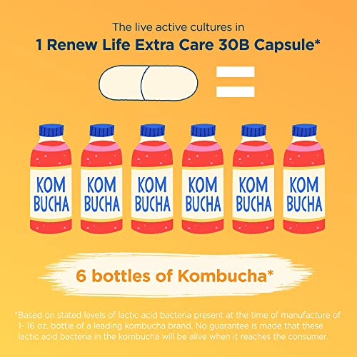 Renew Life Adult Probiotics 30 Billion CFU Guaranteed, 12 Strains, For Men & Women, Shelf Stable, Gluten Dairy & Soy Free, Ultimate Flora Extra Care, 60 Count, Pack of 1