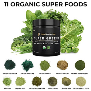 Organic Super Greens Superfood Powder - Immune & Energy Support | Made with Natural Ingredients | Detoxifying & Alkalizing Minerals - Spirulina, Chlorella, Wheatgrass, Spinach, Alfalfa & More (5)