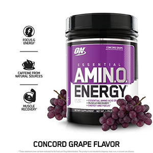 Optimum Nutrition Amino Energy - Pre Workout with Green Tea, BCAA, Amino Acids, Keto Friendly, Green Coffee Extract, Energy Powder - Concord Grape, 65 Servings