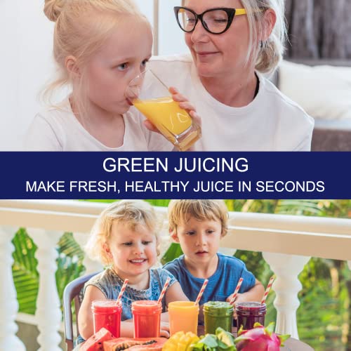 Electric Juicer, Centrifugal Juicers Machine for Fruit / Vegetables with Wide Feed Chute, 600W Updated Motor Fast Juice, Non-slip Design, BPA Free, Easy Clean with Brush… (Blue)