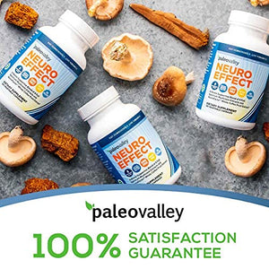 Paleovalley NeuroEffect - Neuro Mushroom Coffee Nutritional Supplement for Stress Relief, Focus, Memory and Energy Support - 6 Pack - 8 Full Spectrum Mushrooms and Whole Coffee Fruit Extracts