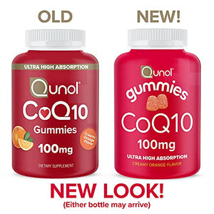 Qunol CoQ10 Gummies, 100 mg, Delicious Gummy Supplements, Helps Support Heart Health, 60 ct 2 Pack, Orange, 120 Count