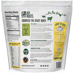 AGN Roots Grassfed Whey Protein | Certified Brand List ASPCA | Certified Entire Life On Pasture Grass Fed | Unflavored | Informed Choice & Sport | Sustainably Farmed | Certified by A Greener World