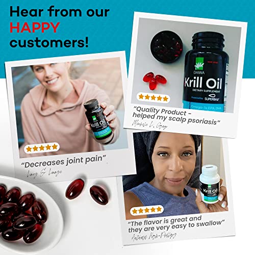 Daiwa Krill Oil 1000mg - EPA DHA Omega 3 6 9 Supplement with Astaxanthin for Joint, Brain and Heart Health - Made from Antarctic Krill Oil