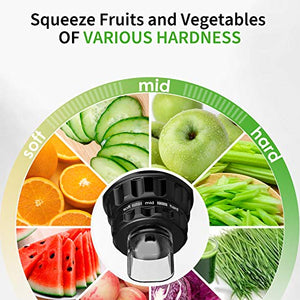 YIOU Juicer Machines, Cold Press Slow Masticating Juicer Easy to Clean with 3 Modes Vegetable and Fruit Juicer Extractor BPA-free High Hardness Tritan Material Slow Juicer, black (SJ-Black)