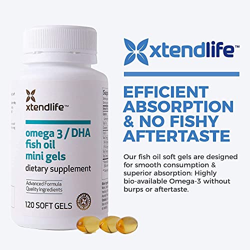 Xtend-Life, Omega 3/DHA Fish Oil, 120 Easy to Swallow Mini Gels (350mg DHA)