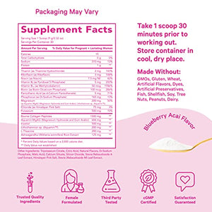 Pink Stork PerformHER: Pregnancy Pre Workout for Women, Pre Workout Powder, Vitamin B12, Electrolytes, Stimulant-Free, Prenatal Vitamins, Muscle Recovery, Women-Owned, Blueberry Acai, 30 Servings