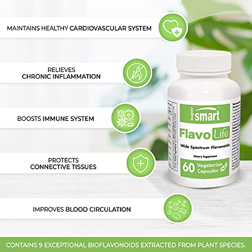 Supersmart - FlavoLife - 9 Bioflavnoids Supplement Boost Immune System Including Luteolin, Fisetin & Quercetin | Non-GMO & Gluten Free - 60 Vegetarian Capsules