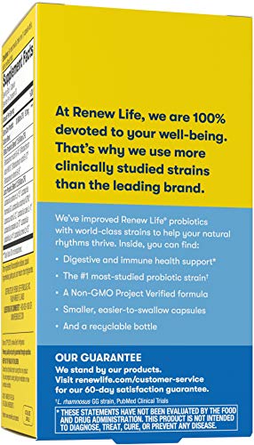 Renew Life Probiotics 30 Billion CFU Guaranteed, 12 Strains, For Men & Women, Shelf Stable, Gluten Dairy & Soy Free, 30 Capsules, Ultimate Flora Extra Care - 60 Day Money Back Guarantee