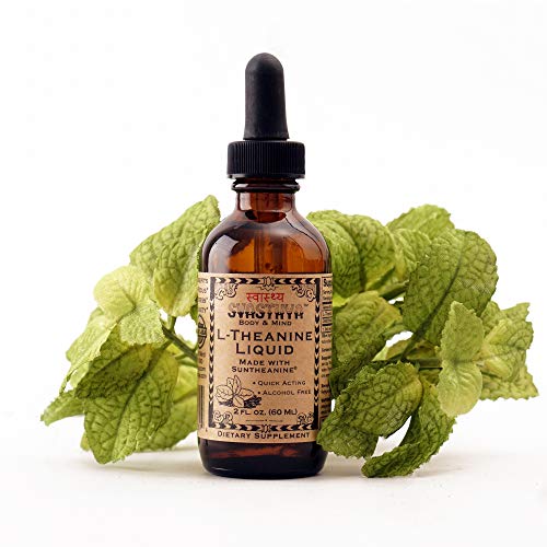 SVASTHYA BODY & MIND Liquid L-Theanine - Natural Form of Stress Relief That Reduces Anexiety & Improves Concentration - Alcohol Free, Made in The USA, Kosher, Suntheanine-GMP, 2 oz - 4 Pack