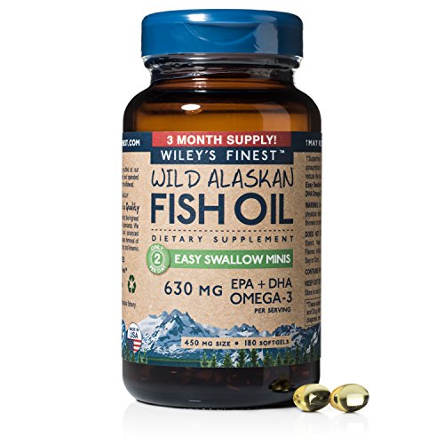 Wild Alaskan Omega-3 Fish Oil - Easy Swallow Minis 2X Double Strength 630mg EPA + DHA Natural Supplement 180 Mini Softgels