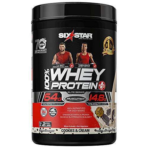 Whey Protein Powder | Six Star Whey Protein Plus | Whey Protein Isolate & Peptides | Lean Protein Powder for Muscle Gain | Muscle Builder for Men & Women | Cookies and Cream, 2 lbs (Package Varies)