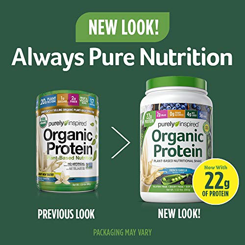 Plant Based Protein Powder | Purely Inspired Organic Protein Powder | Vegan Protein Powder for Women & Men | 22g of Plant Protein | Pea Protein Powder | Vanilla Protein Powder, 1.5 lb (17 Servings)