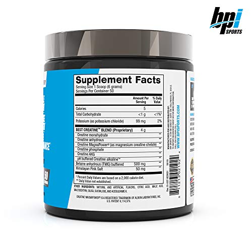 BPI Sports Best Creatine – Creatine Monohydrate, Himalayan Salt – Strength, Pump, Endurance, Muscle Growth, Muscle Definition – No Bloat – Fruit Punch – 50 servings – 10.58 oz.