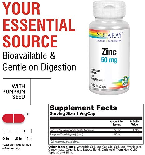 Zinc 50mg Solaray 100 Veg Cap - Pack of 3