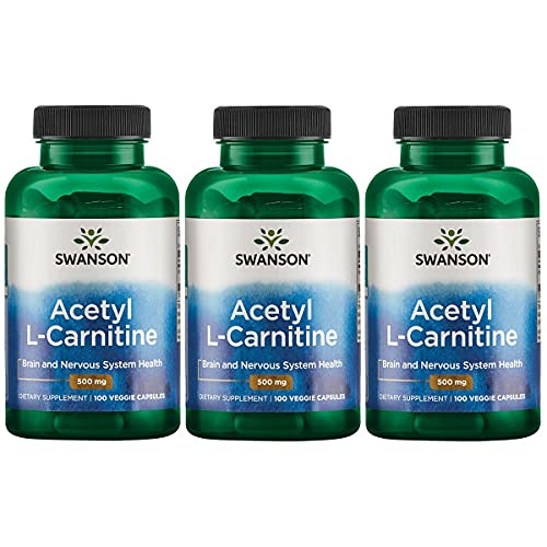 Swanson Acetyl L-Carnitine 500 Milligrams 100 Veg Capsules (3 Pack)