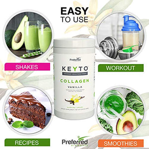 Keto Collagen Protein Powder with MCT Oil – Keto and Paleo Friendly Grass Fed and Pasture Raised Hydrolyzed Collagen Peptides – Fits Low Carb Diet and Keto Snacks – Keyto Vanilla Flavor