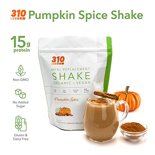 Vegan Organic Plant Protein Powder and Meal Replacement Shake - By 310 Nutrition - Gluten, Dairy and Soy Free - 0g of Sugar | Keto and Paleo Friendly… (Pumpkin Spice, 14 Servings)