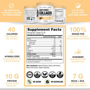 Honey Badger Collagen Peptides Powder | Keto Vanilla Chai Grass Fed Hydrolyzed Collagen Protein Coffee Creamer | Gluten Free, Natural, Non-GMO, Paleo | Skin, Hair, Nail, and Joint Health, 30 Servings