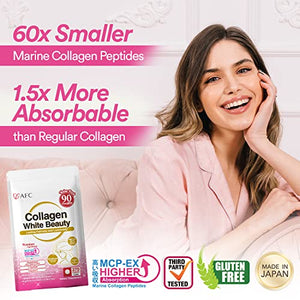 AFC Japan Collagen White Beauty with Marine Collagen Peptide, Glutathione, L-Cystine - 1.5X Better Absorption Than Other Collagen – for Skin Firmness & Whitening– 90 Days Supply's