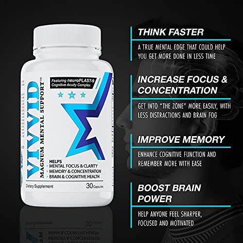 VIVVID Brain Booster Focus Supplement - Nootropic Supplements to Improve Memory and Increase Concentration - with Brahmi, Ginkgo Biloba and Other Brain Power Boosters