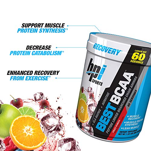 BPI Sports Best BCAA - BCAA Powder - Branched Chain Amino Acids - Muscle Recovery - Muscle Protein Synthesis - Lean Muscle - Improved Performance – Hydration – Fruit Punch - 60 Servings - 1.32 Pound