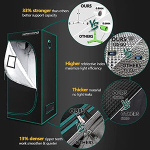MARS HYDRO Grow Tent Kit Complete TS 600W LED Grow Light 2x2ft Full Spectrum Indoor Grow Tent Kit 24"x24"x55" Hydroponics Grow Tent 1680D Canvas with 4” Ventilation Kit for Grow Setup Kit Tent Kit