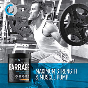 Core Active Barrage Pre Workout - Pre-Workout for Men and Women with Creatine, Beta-Alanine, Agmatine Sulfate, and Caffeine - Pump Up Your Workout with Intense Energy and Focus - Orange (30 Servings)