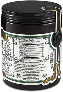Longevity Research Center - Raw Organic Wheatgrass Juice Powder | 7 oz. (198 g) - Grown in The USA, Cold-Pressed and Ambient Temp. Spray-Dried - Live and Enzymatically Active