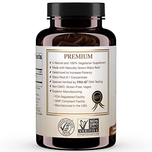 Organic Maca Root Extract (High Potency) Concentrate Supplement - 120 Capsules