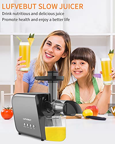Vegetable and Fruit Masticating Juicers Extractor for Wheatgrass Tomato Leafy Greens Carrots Celery Ginger Beet Roots, Cold Press Slow Juicer Machines with Reverse Function High Juice Yield Easy Clean